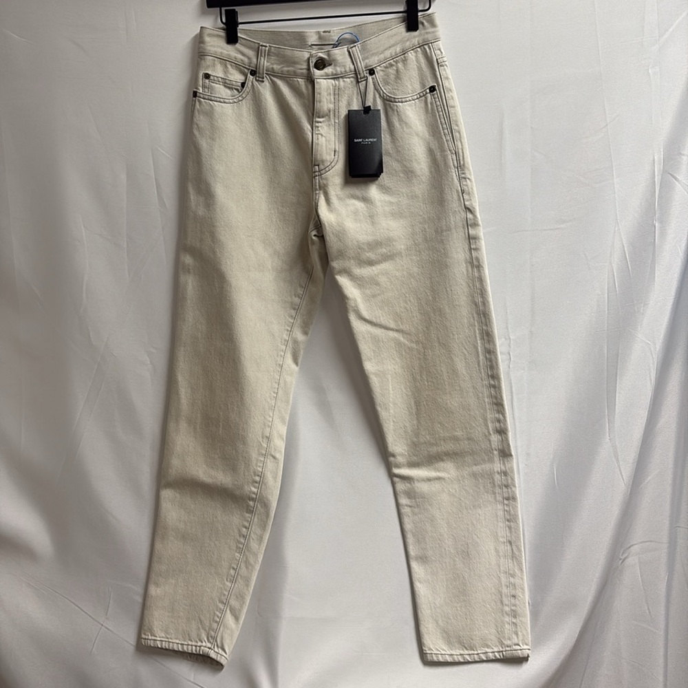 SAINT LAURENT Carrot Fit Denim Jeans Grey Off White Size 28 NWT - Picture 4 of 12